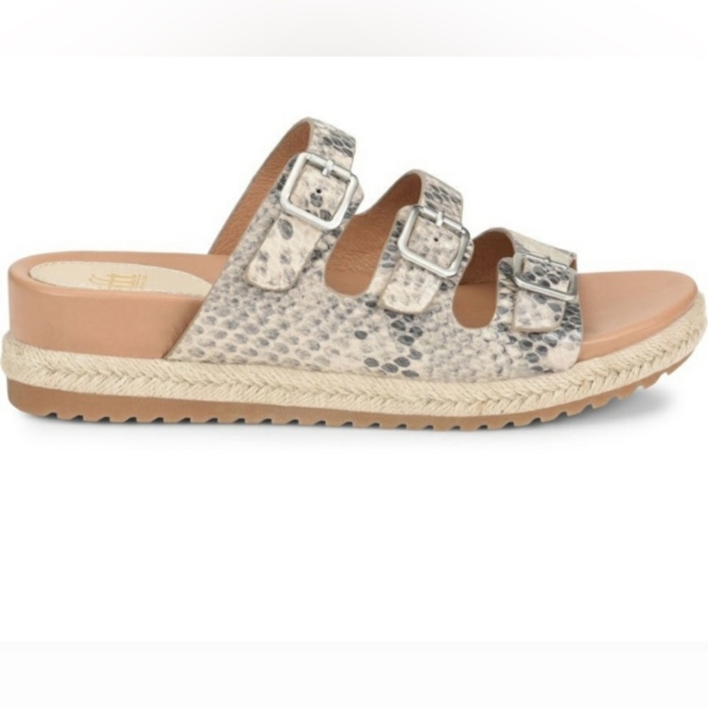 SOFFT Breeze Snake Print Slide On Espadrille Sandals Three Buckle Womens- Size 8
